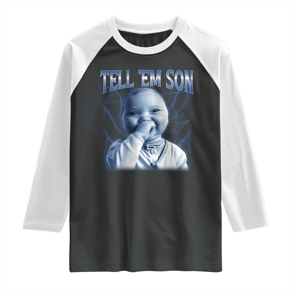 Funny Giggling Niche Baby Is Calling Raglan Shirt Tuff Baby AI Laughing Gen Alpha Meme - Wonder Print Shop