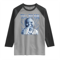 Funny Giggling Niche Baby Is Calling Raglan Shirt Tuff Baby AI Laughing Gen Alpha Meme - Wonder Print Shop