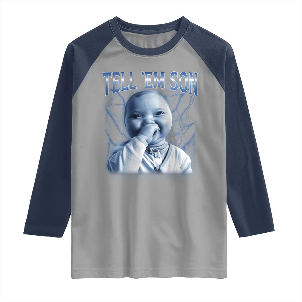 Funny Giggling Niche Baby Is Calling Raglan Shirt Tuff Baby AI Laughing Gen Alpha Meme - Wonder Print Shop