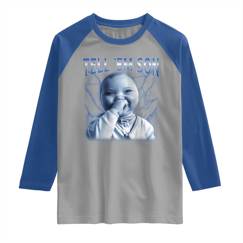 Funny Giggling Niche Baby Is Calling Raglan Shirt Tuff Baby AI Laughing Gen Alpha Meme - Wonder Print Shop