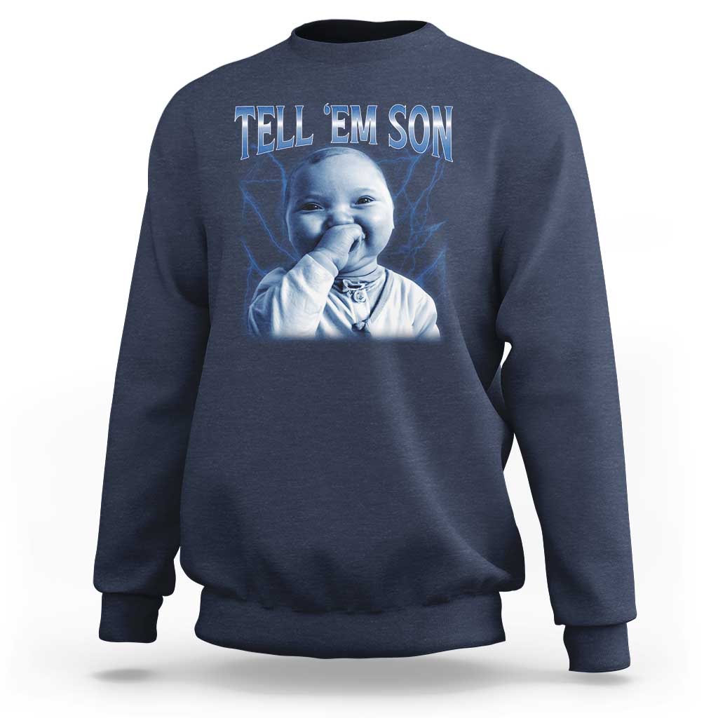 Funny Giggling Niche Baby Is Calling Sweatshirt Tuff Baby AI Laughing Gen Alpha Meme - Wonder Print Shop