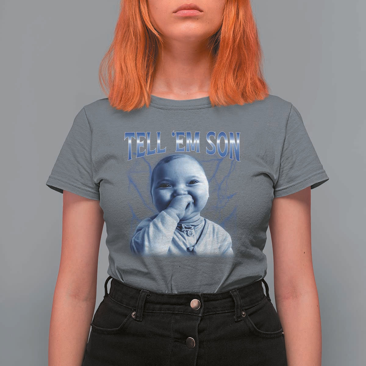 Funny Giggling Niche Baby Is Calling T Shirt For Women Tuff Baby AI Laughing Gen Alpha Meme - Wonder Print Shop