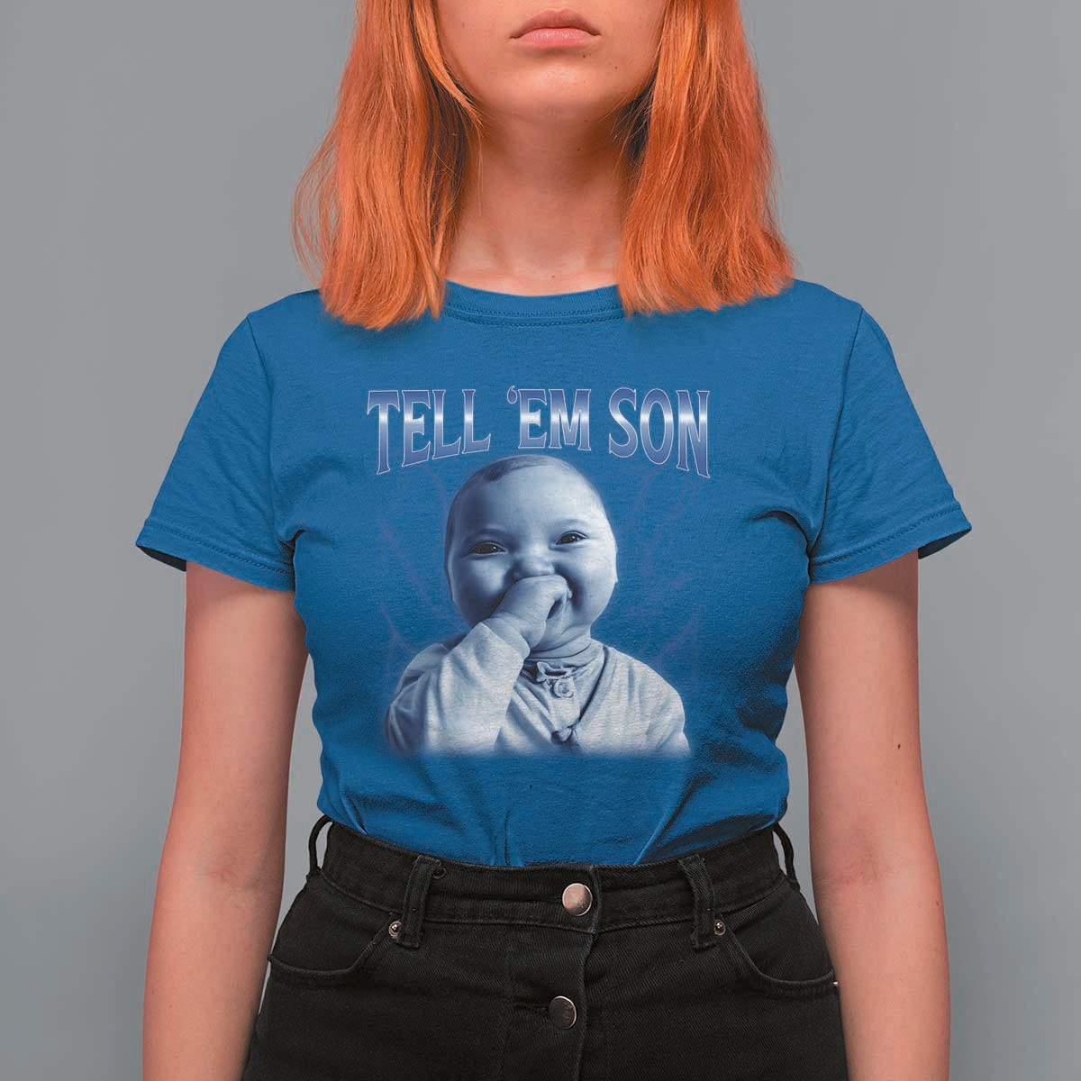 Funny Giggling Niche Baby Is Calling T Shirt For Women Tuff Baby AI Laughing Gen Alpha Meme - Wonder Print Shop