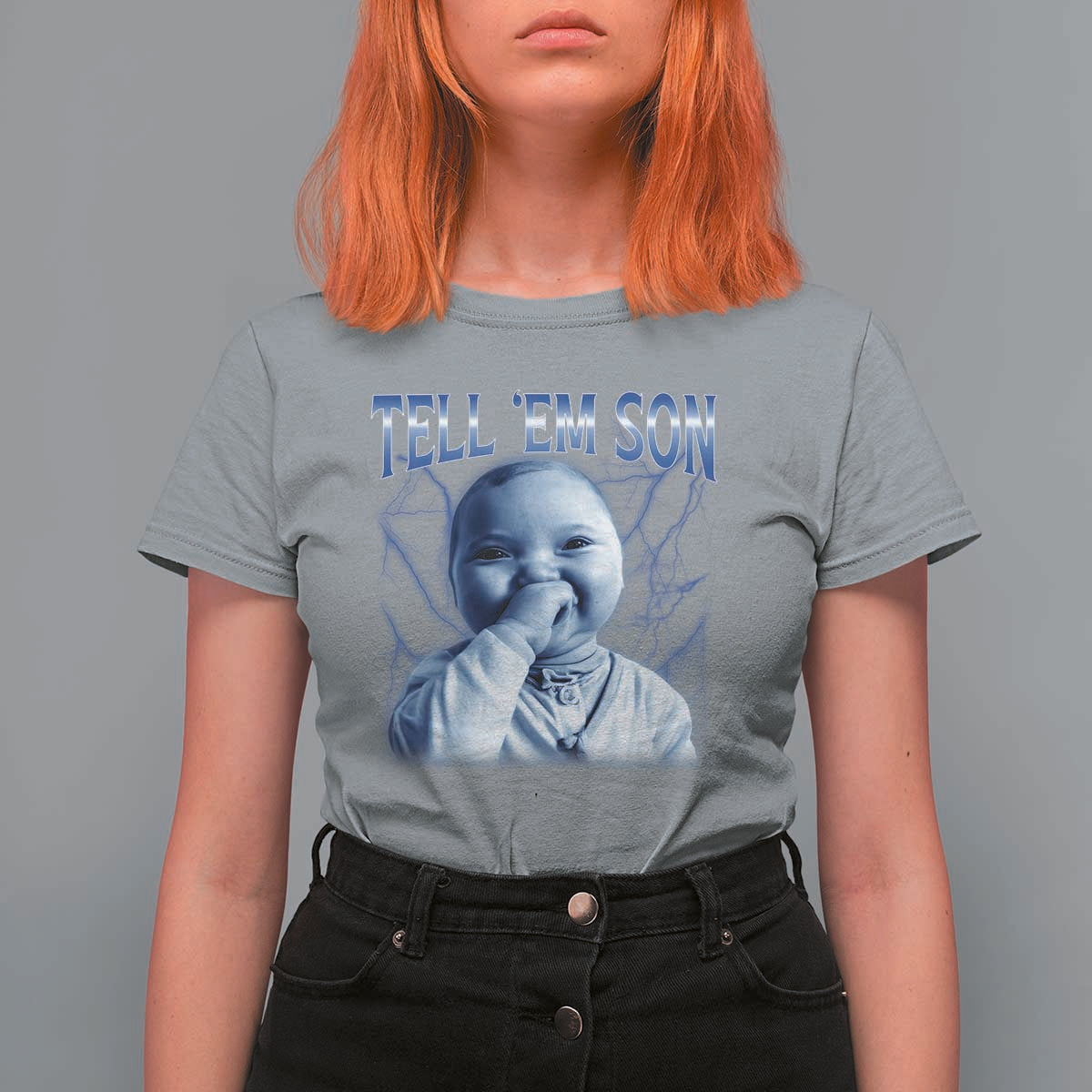 Funny Giggling Niche Baby Is Calling T Shirt For Women Tuff Baby AI Laughing Gen Alpha Meme - Wonder Print Shop