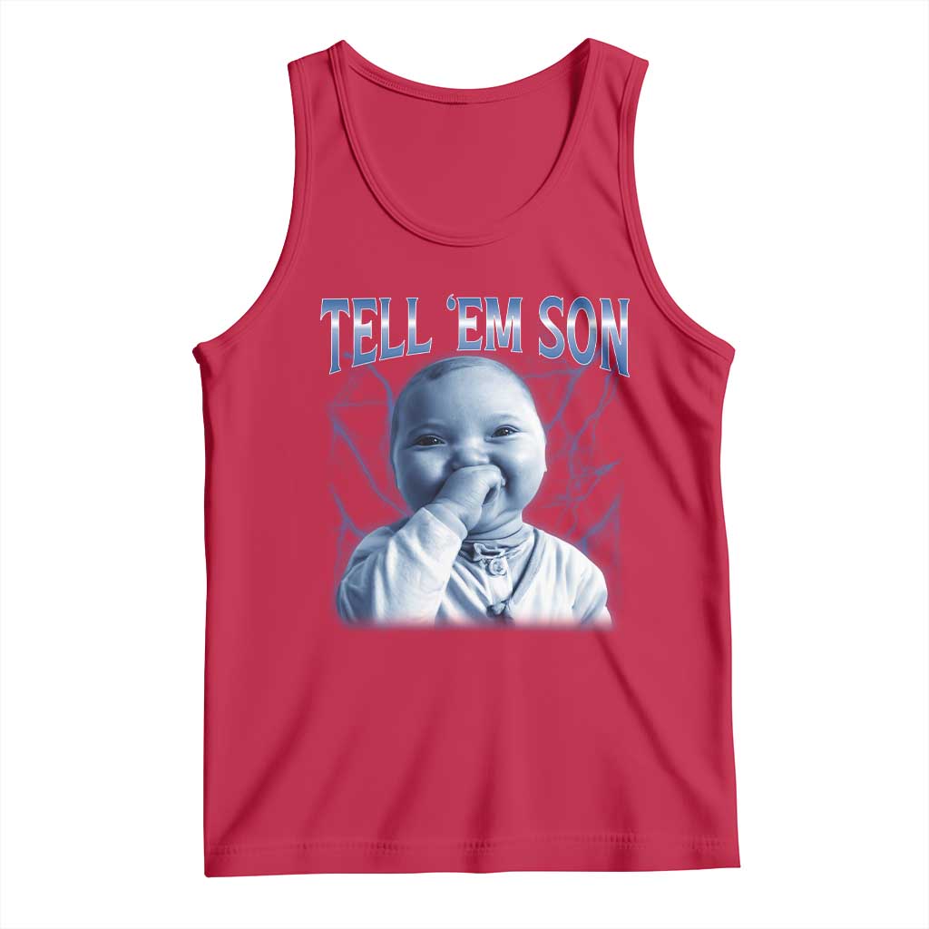 Funny Giggling Niche Baby Is Calling Tank Top Tuff Baby AI Laughing Gen Alpha Meme - Wonder Print Shop