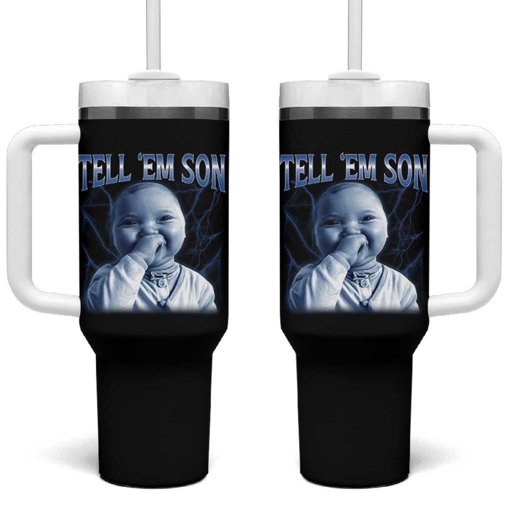 Funny Giggling Niche Baby Is Calling Tumbler With Handle Tuff Baby AI Laughing Gen Alpha Meme - Wonder Print Shop