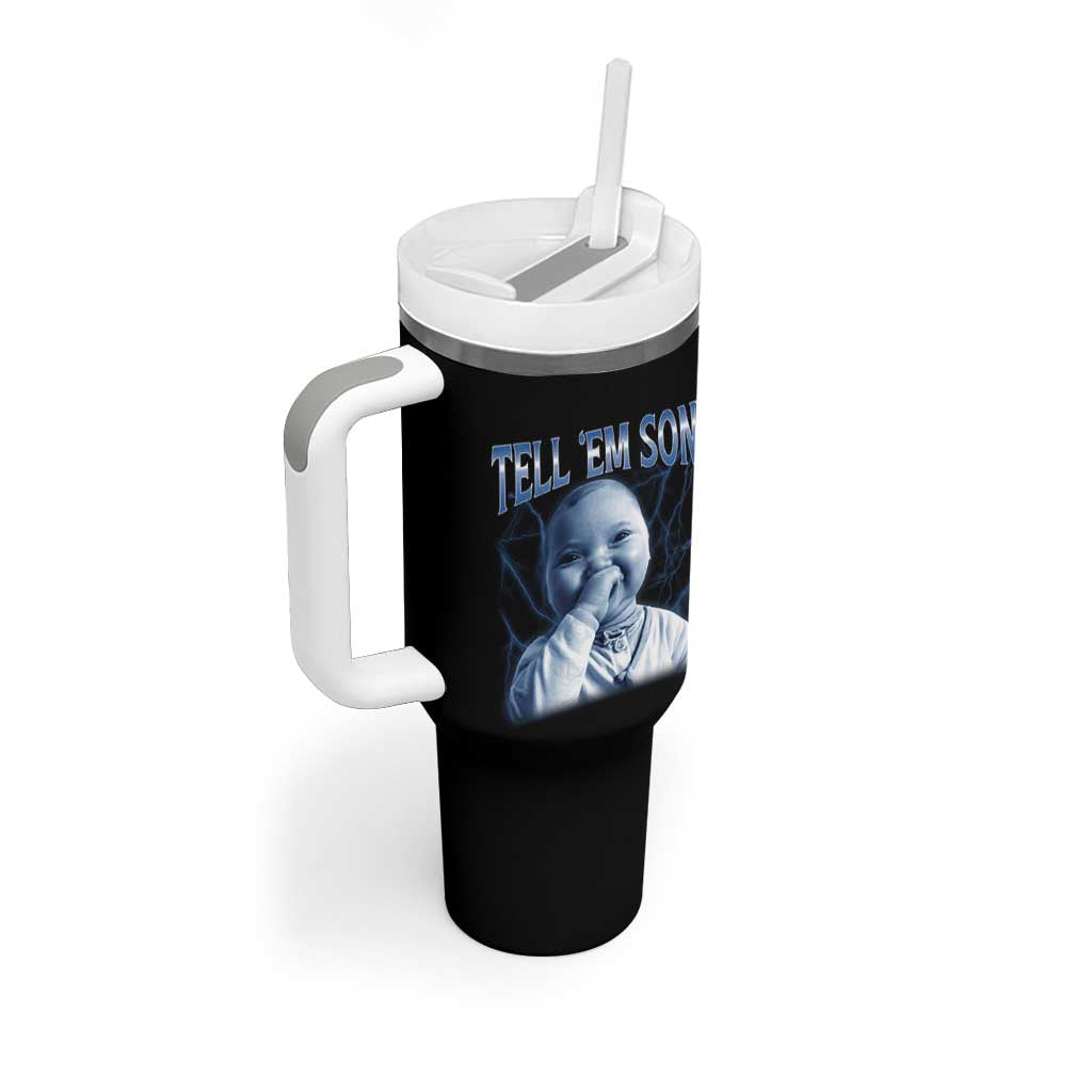 Funny Giggling Niche Baby Is Calling Tumbler With Handle Tuff Baby AI Laughing Gen Alpha Meme - Wonder Print Shop