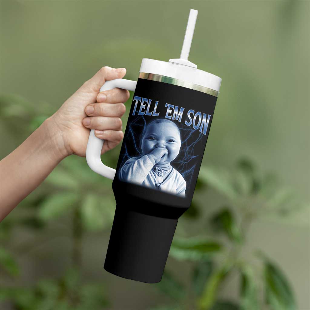 Funny Giggling Niche Baby Is Calling Tumbler With Handle Tuff Baby AI Laughing Gen Alpha Meme - Wonder Print Shop