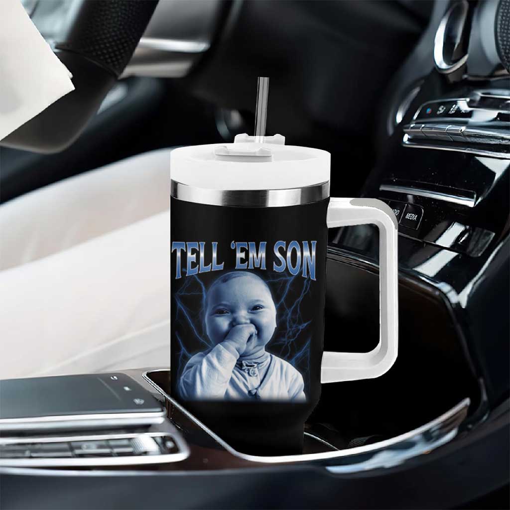 Funny Giggling Niche Baby Is Calling Tumbler With Handle Tuff Baby AI Laughing Gen Alpha Meme - Wonder Print Shop