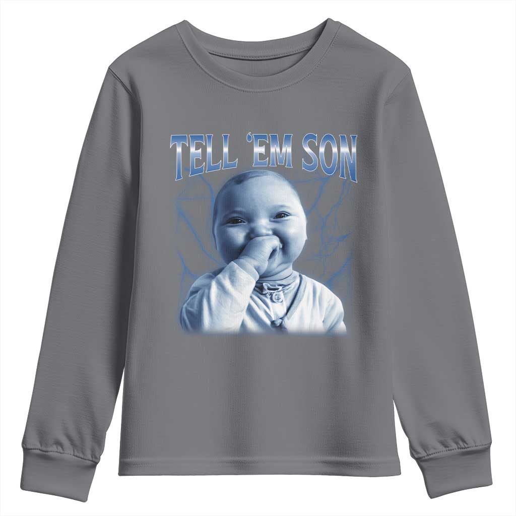 Funny Giggling Niche Baby Is Calling Youth Sweatshirt Tuff Baby AI Laughing Gen Alpha Meme - Wonder Print Shop