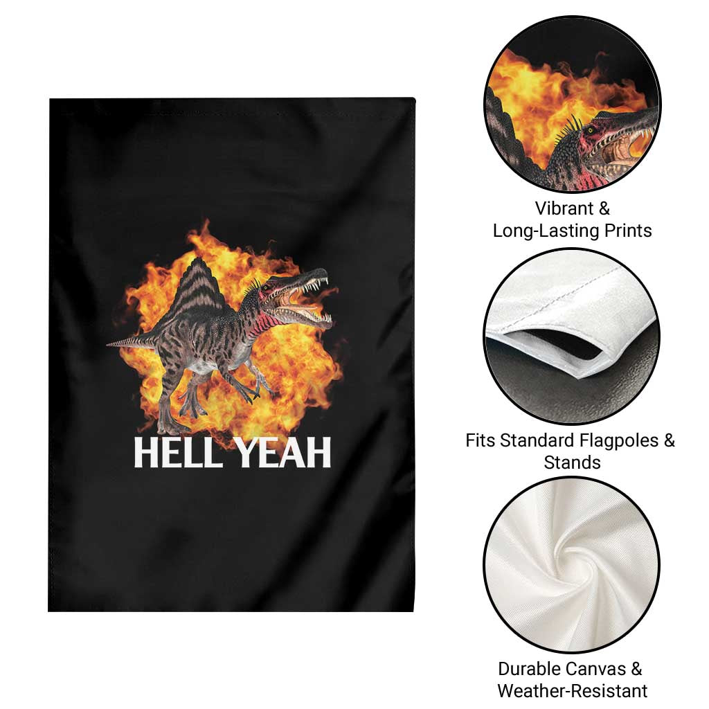 Spinosaurus Racha Explosion Hell Yeah Garden Flag Dinosaur Shrieks Meme Funny Prehistoric Fire Blast - Wonder Print Shop