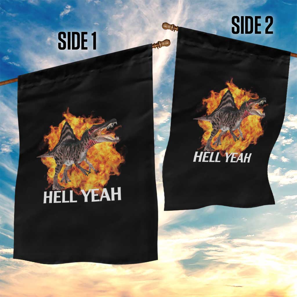 Spinosaurus Racha Explosion Hell Yeah Garden Flag Dinosaur Shrieks Meme Funny Prehistoric Fire Blast - Wonder Print Shop