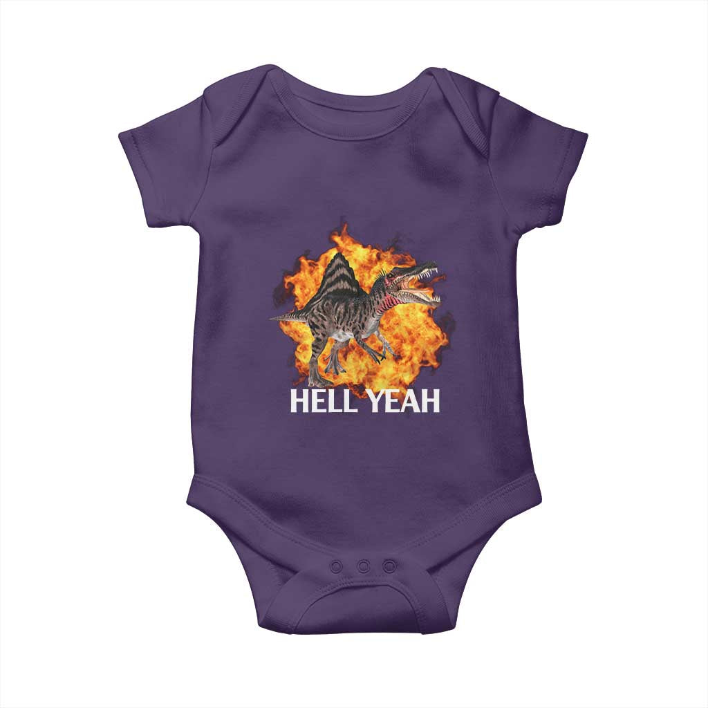 Spinosaurus Racha Explosion Hell Yeah Baby Onesie Dinosaur Shrieks Meme Funny Prehistoric Fire Blast - Wonder Print Shop