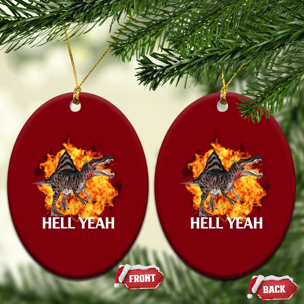 Spinosaurus Racha Explosion Hell Yeah Ceramic Ornament Dinosaur Shrieks Meme Funny Prehistoric Fire Blast - Wonder Print Shop