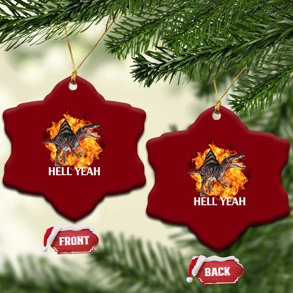 Spinosaurus Racha Explosion Hell Yeah Ceramic Ornament Dinosaur Shrieks Meme Funny Prehistoric Fire Blast - Wonder Print Shop