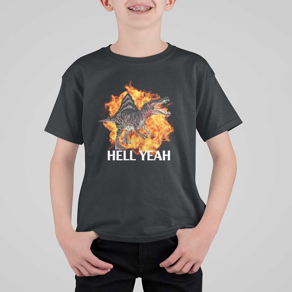 Spinosaurus Racha Explosion Hell Yeah T Shirt For Kid Dinosaur Shrieks Meme Funny Prehistoric Fire Blast - Wonder Print Shop