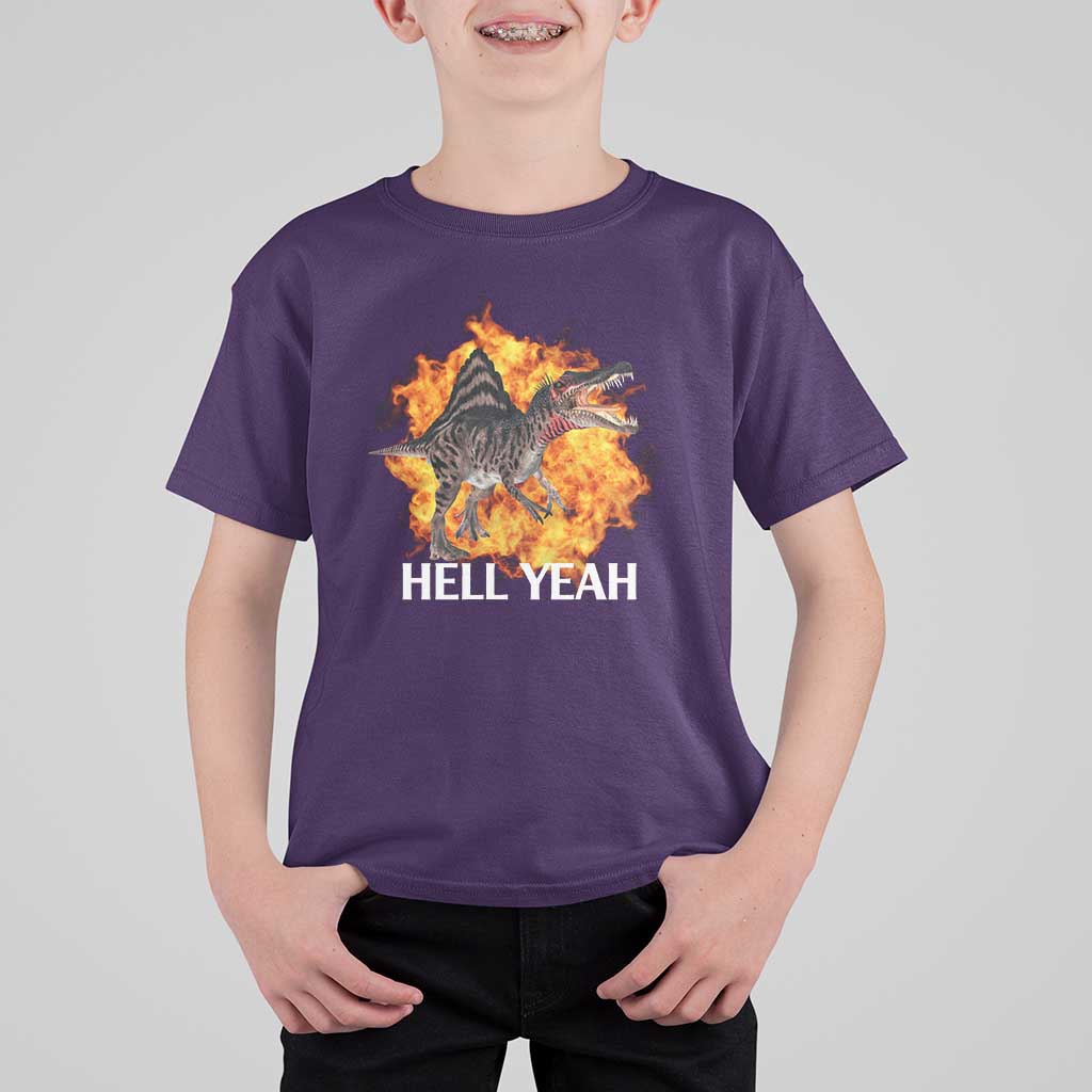 Spinosaurus Racha Explosion Hell Yeah T Shirt For Kid Dinosaur Shrieks Meme Funny Prehistoric Fire Blast - Wonder Print Shop