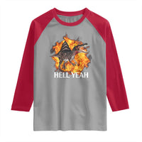 Spinosaurus Racha Explosion Hell Yeah Raglan Shirt Dinosaur Shrieks Meme Funny Prehistoric Fire Blast - Wonder Print Shop