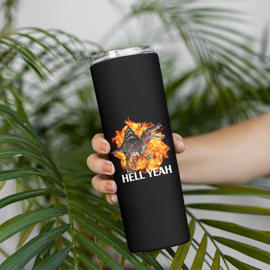 Spinosaurus Racha Explosion Hell Yeah Skinny Tumbler Dinosaur Shrieks Meme Funny Prehistoric Fire Blast - Wonder Print Shop