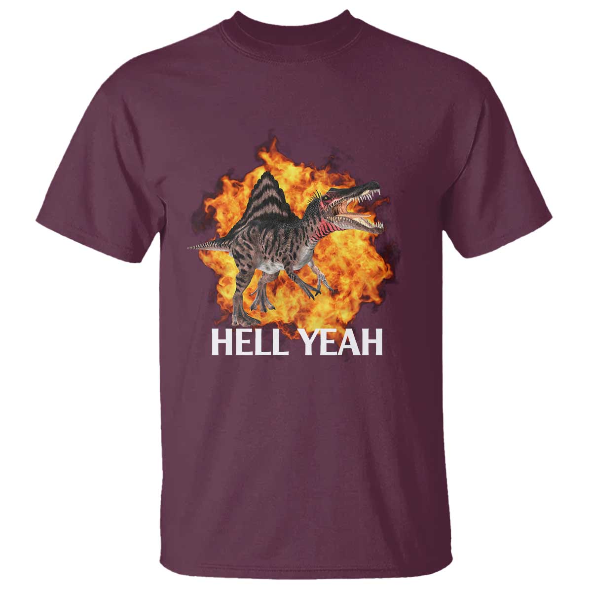 Spinosaurus Racha Explosion Hell Yeah T Shirt Dinosaur Shrieks Meme Funny Prehistoric Fire Blast - Wonder Print Shop