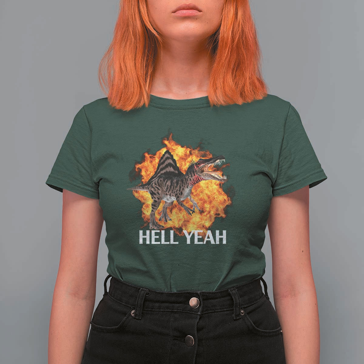 Spinosaurus Racha Explosion Hell Yeah T Shirt For Women Dinosaur Shrieks Meme Funny Prehistoric Fire Blast - Wonder Print Shop