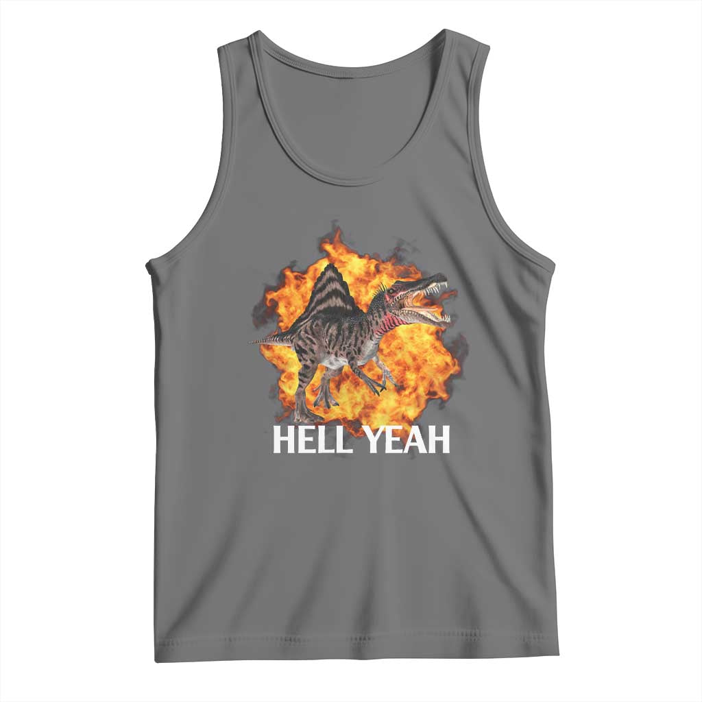 Spinosaurus Racha Explosion Hell Yeah Tank Top Dinosaur Shrieks Meme Funny Prehistoric Fire Blast - Wonder Print Shop