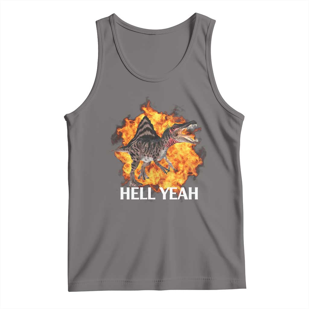 Spinosaurus Racha Explosion Hell Yeah Tank Top Dinosaur Shrieks Meme Funny Prehistoric Fire Blast - Wonder Print Shop