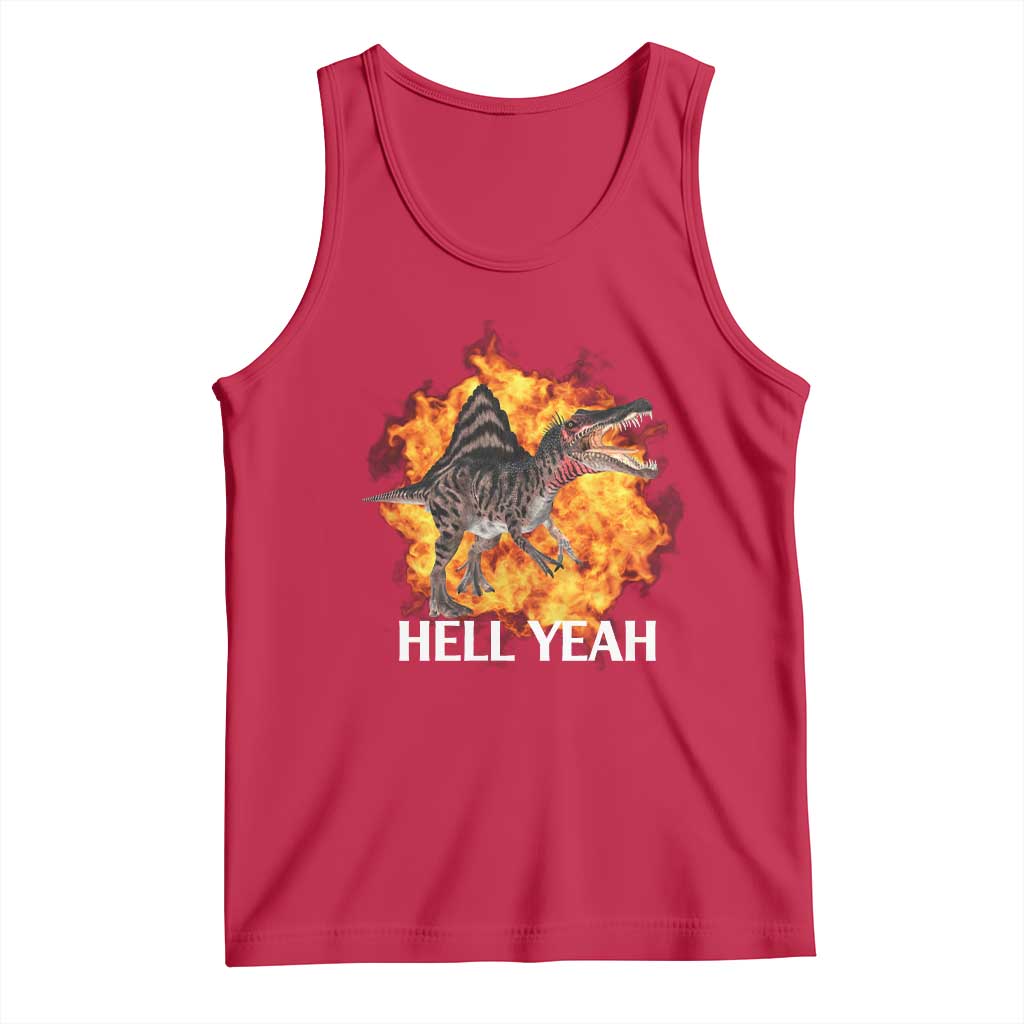 Spinosaurus Racha Explosion Hell Yeah Tank Top Dinosaur Shrieks Meme Funny Prehistoric Fire Blast - Wonder Print Shop