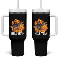 Spinosaurus Racha Explosion Hell Yeah Tumbler With Handle Dinosaur Shrieks Meme Funny Prehistoric Fire Blast - Wonder Print Shop