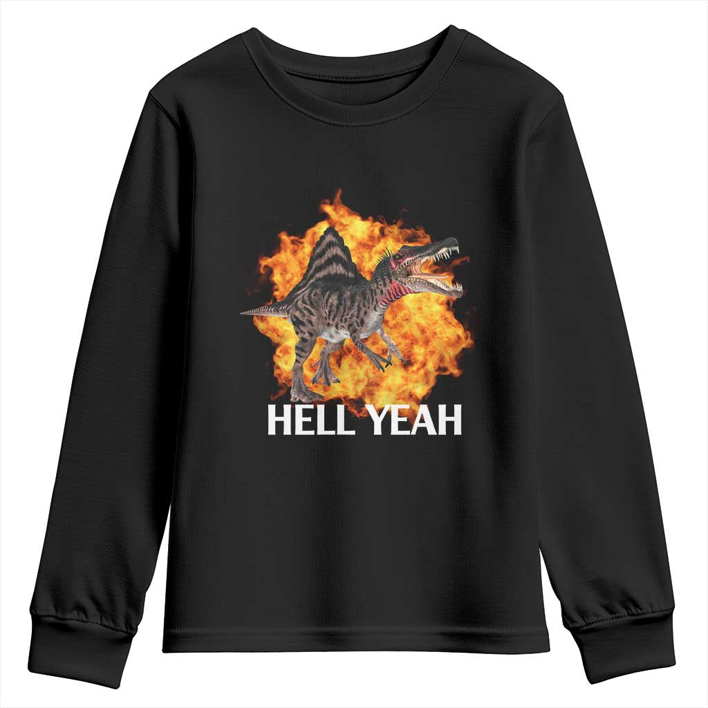 Spinosaurus Racha Explosion Hell Yeah Youth Sweatshirt Dinosaur Shrieks Meme Funny Prehistoric Fire Blast - Wonder Print Shop