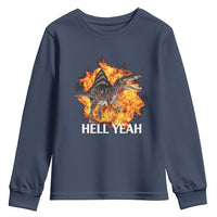 Spinosaurus Racha Explosion Hell Yeah Youth Sweatshirt Dinosaur Shrieks Meme Funny Prehistoric Fire Blast - Wonder Print Shop