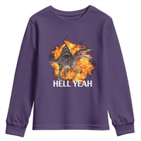 Spinosaurus Racha Explosion Hell Yeah Youth Sweatshirt Dinosaur Shrieks Meme Funny Prehistoric Fire Blast - Wonder Print Shop