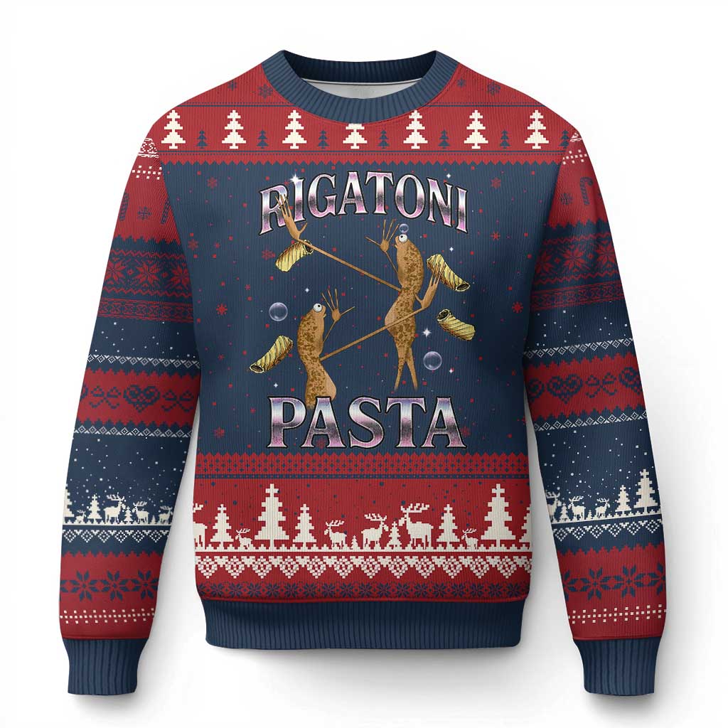 Rigatoni Pasta Lover Marcus The Worm Ugly Christmas Sweater Retro 90s Bootleg Weird Meme Internet Humor - Wonder Print Shop