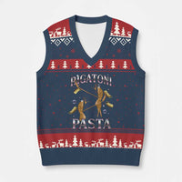 Rigatoni Pasta Lover Marcus The Worm V-Neck Knit Sweater Vest Retro 90s Bootleg Weird Meme Internet Humor - Wonder Print Shop