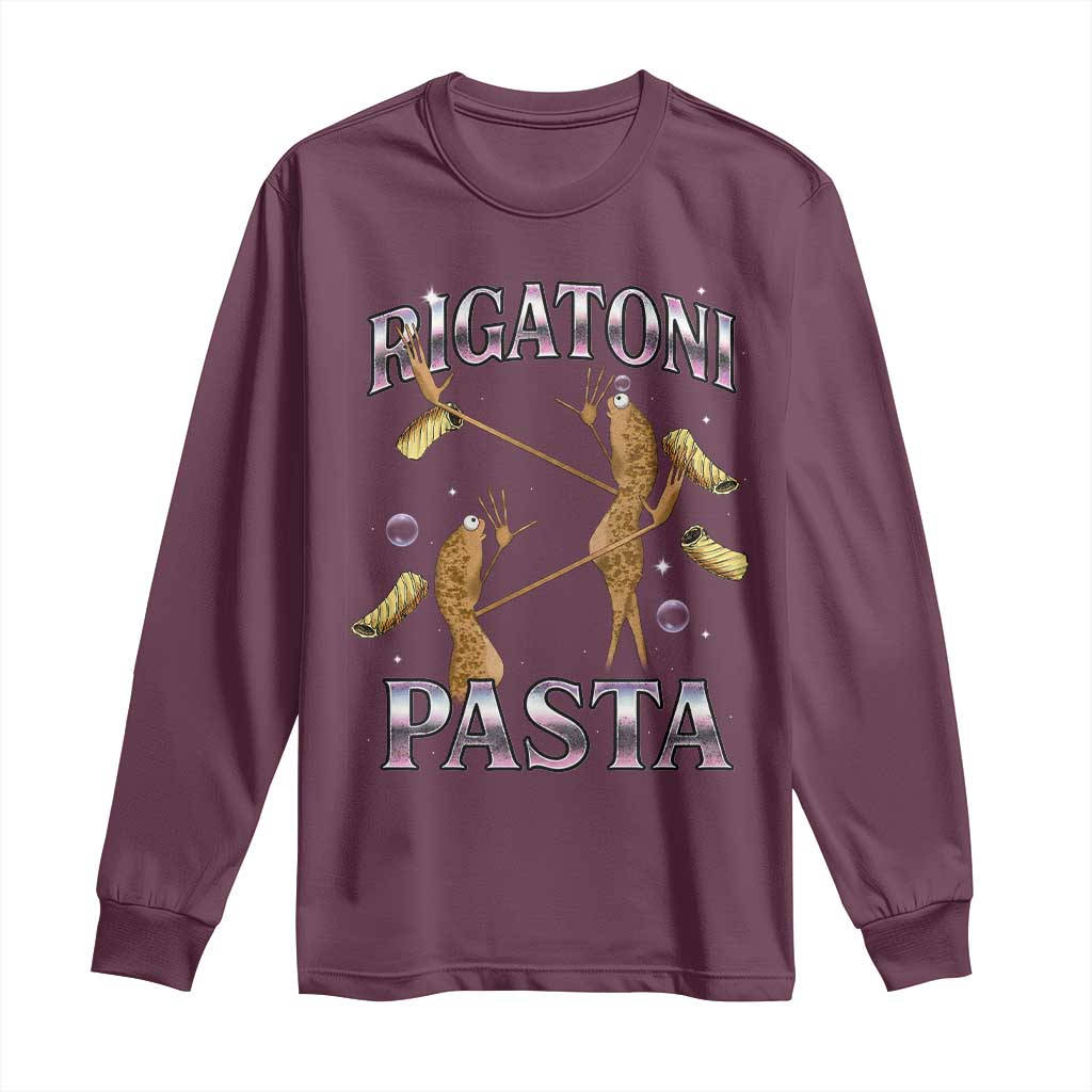 Rigatoni Pasta Lover Marcus The Worm Long Sleeve Shirt Retro 90s Bootleg Weird Meme Internet Humor - Wonder Print Shop