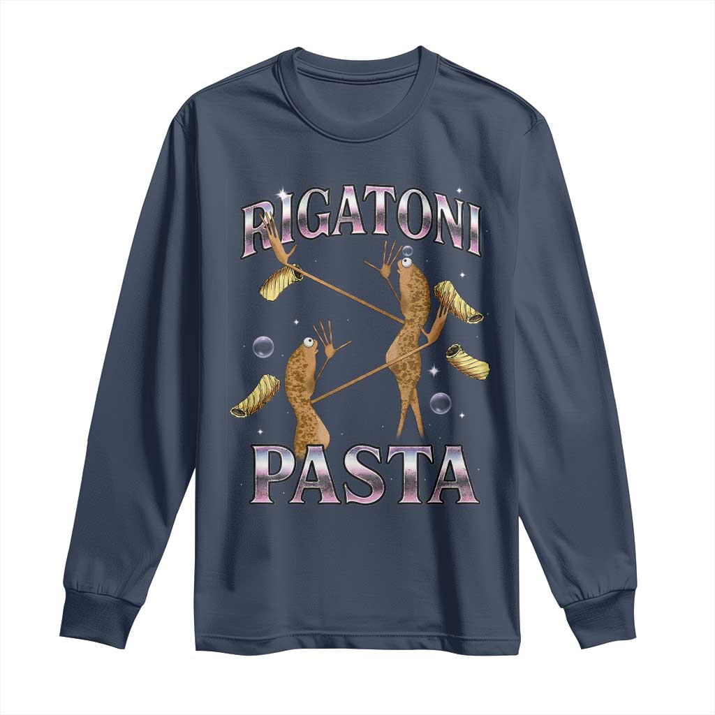 Rigatoni Pasta Lover Marcus The Worm Long Sleeve Shirt Retro 90s Bootleg Weird Meme Internet Humor - Wonder Print Shop