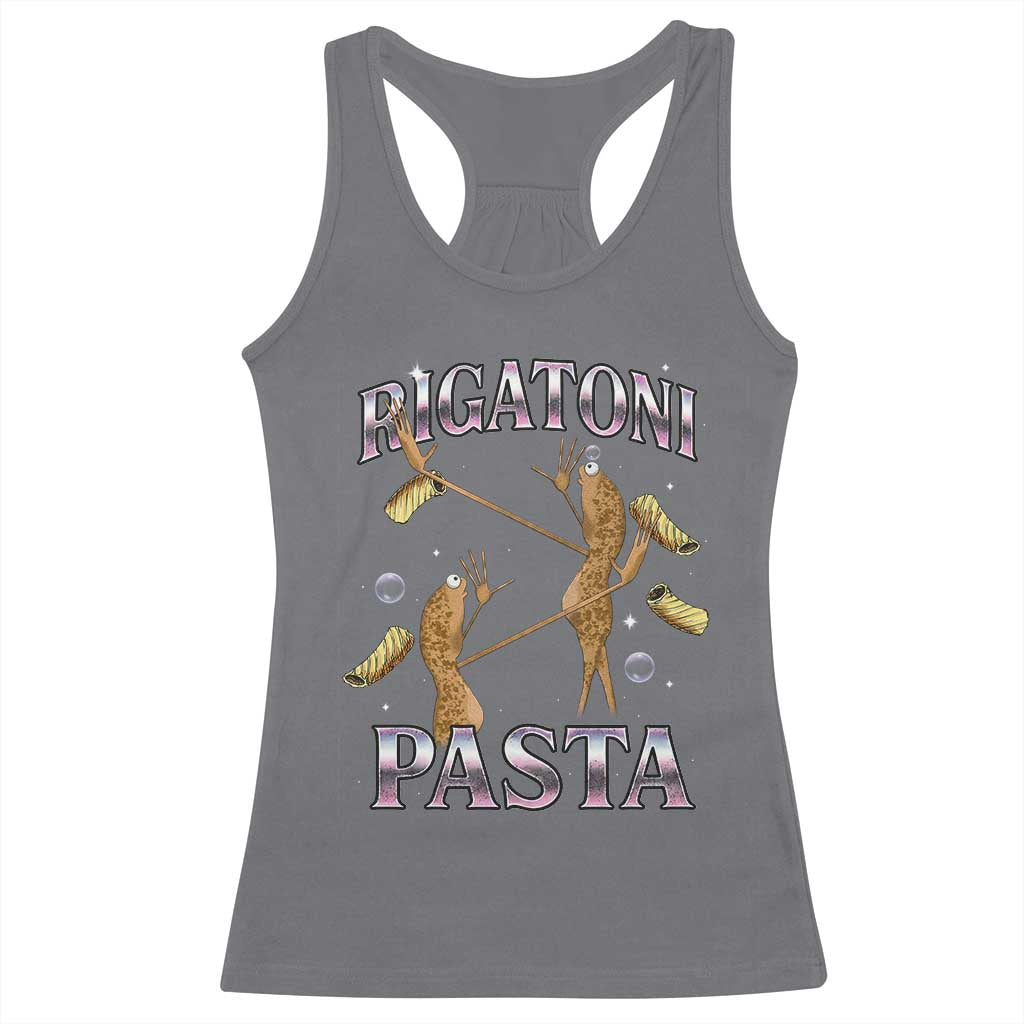 Rigatoni Pasta Lover Marcus The Worm Racerback Tank Top Retro 90s Bootleg Weird Meme Internet Humor - Wonder Print Shop