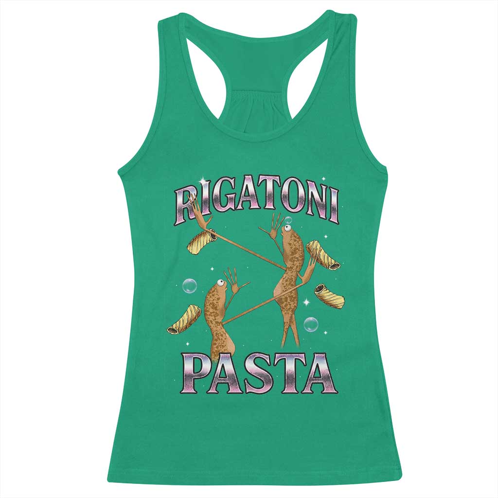 Rigatoni Pasta Lover Marcus The Worm Racerback Tank Top Retro 90s Bootleg Weird Meme Internet Humor - Wonder Print Shop