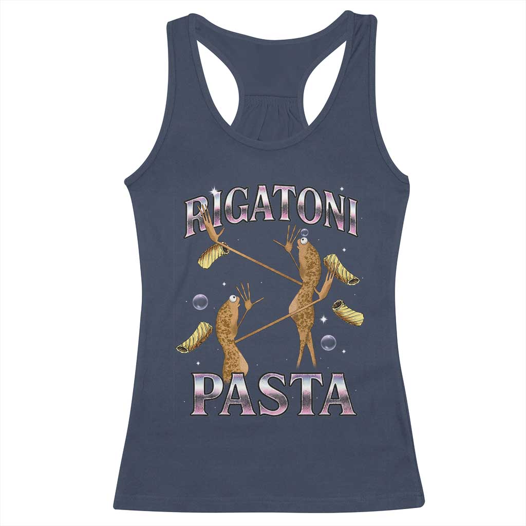Rigatoni Pasta Lover Marcus The Worm Racerback Tank Top Retro 90s Bootleg Weird Meme Internet Humor - Wonder Print Shop