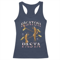 Rigatoni Pasta Lover Marcus The Worm Racerback Tank Top Retro 90s Bootleg Weird Meme Internet Humor - Wonder Print Shop