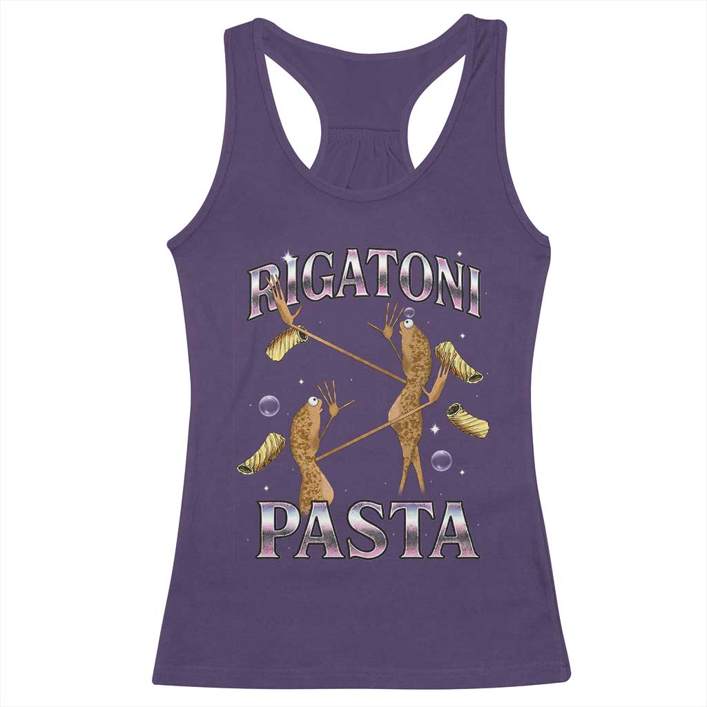 Rigatoni Pasta Lover Marcus The Worm Racerback Tank Top Retro 90s Bootleg Weird Meme Internet Humor - Wonder Print Shop
