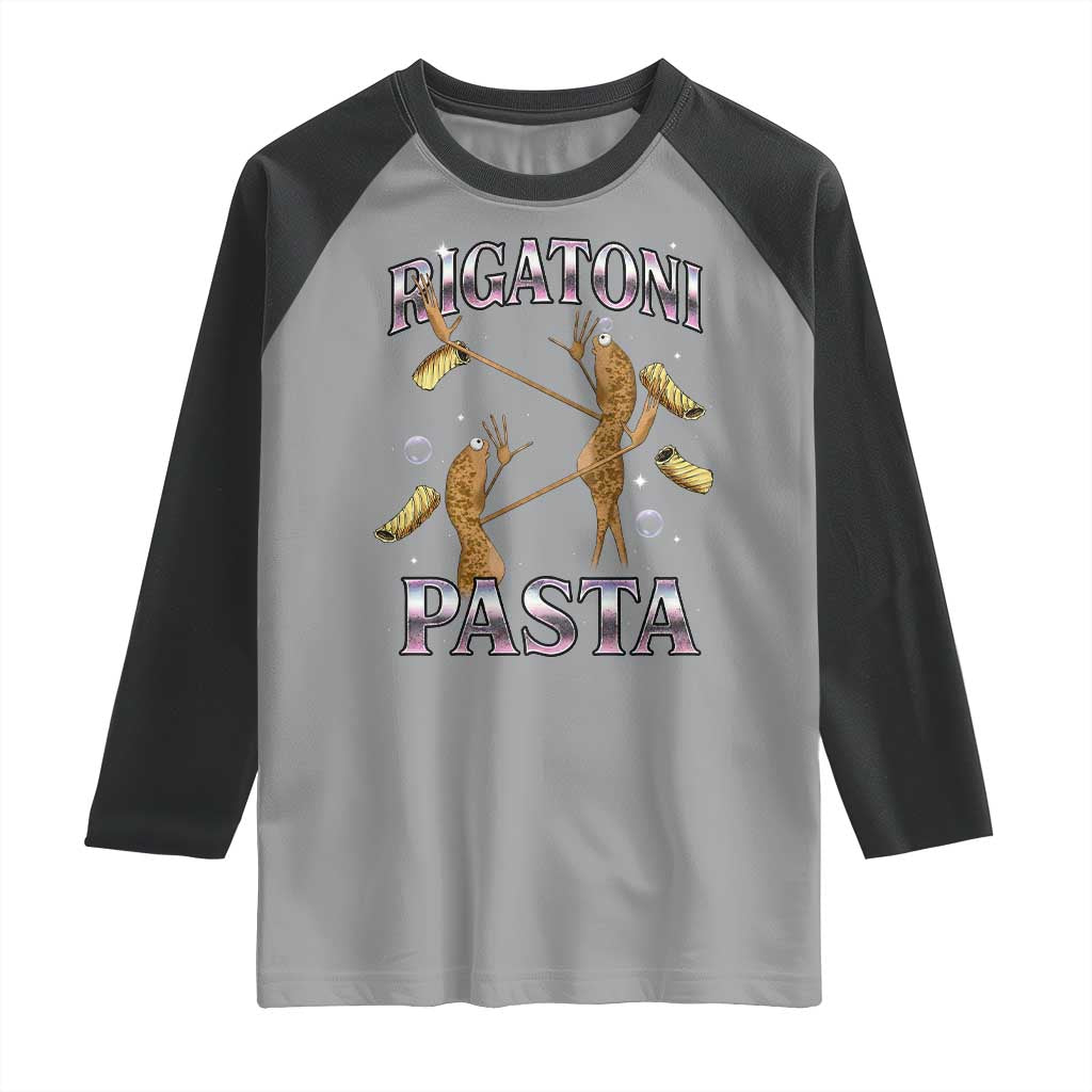 Rigatoni Pasta Lover Marcus The Worm Raglan Shirt Retro 90s Bootleg Weird Meme Internet Humor - Wonder Print Shop