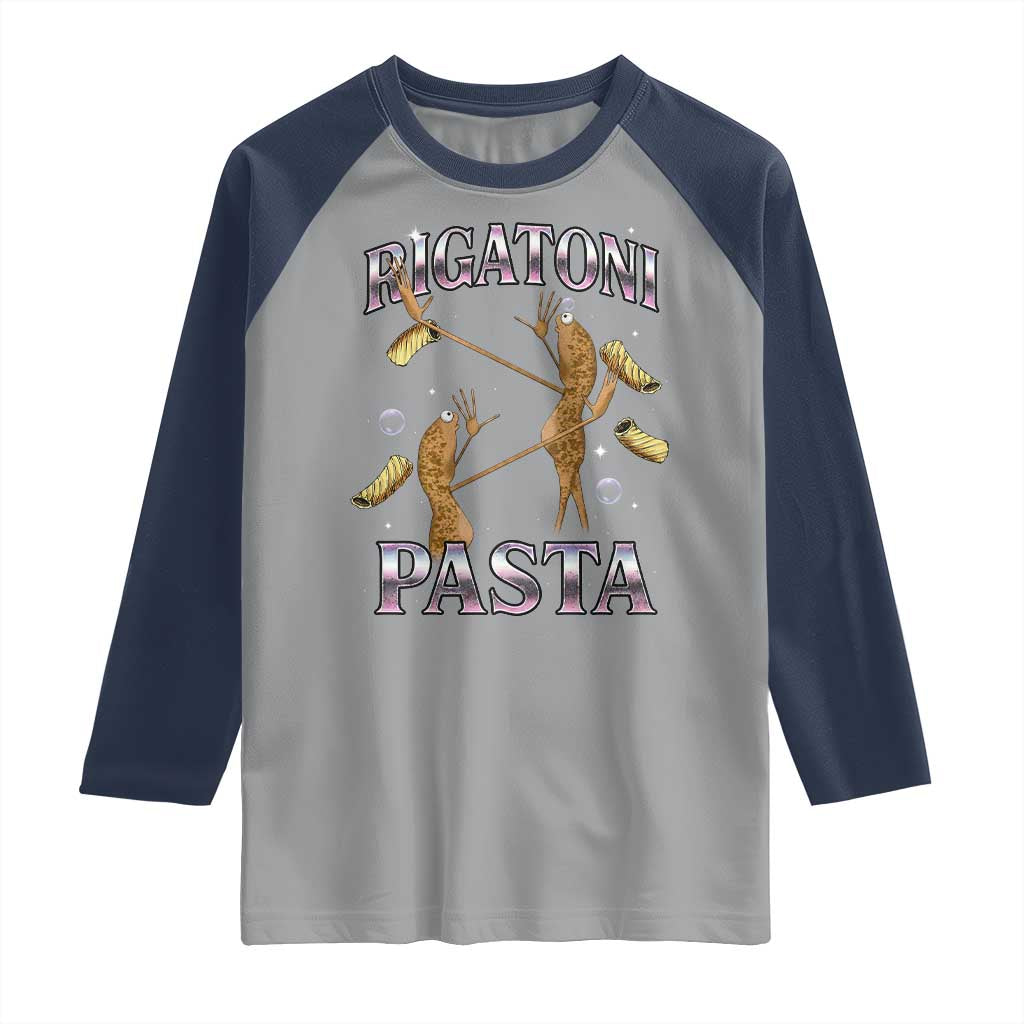 Rigatoni Pasta Lover Marcus The Worm Raglan Shirt Retro 90s Bootleg Weird Meme Internet Humor - Wonder Print Shop