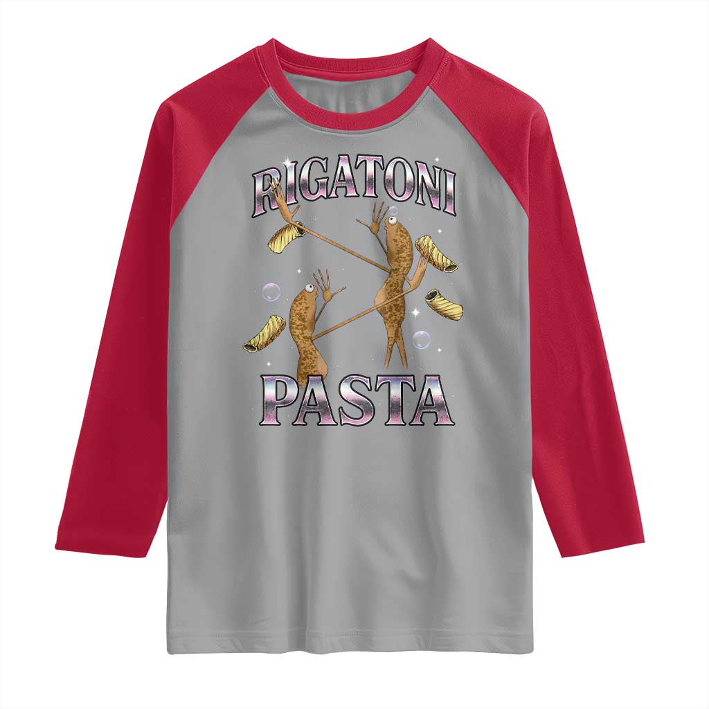 Rigatoni Pasta Lover Marcus The Worm Raglan Shirt Retro 90s Bootleg Weird Meme Internet Humor - Wonder Print Shop