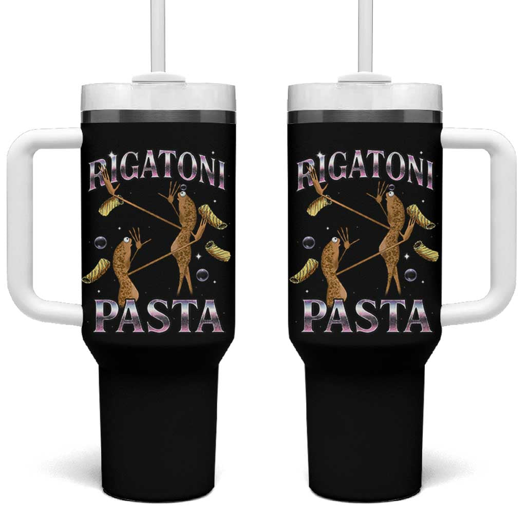 Rigatoni Pasta Lover Marcus The Worm Tumbler With Handle Retro 90s Bootleg Weird Meme Internet Humor - Wonder Print Shop