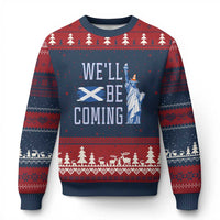We'll Be Coming Scotland to USA Ugly Christmas Sweater Scottish Fans Statue of Liberty - Wonder Print Shop
