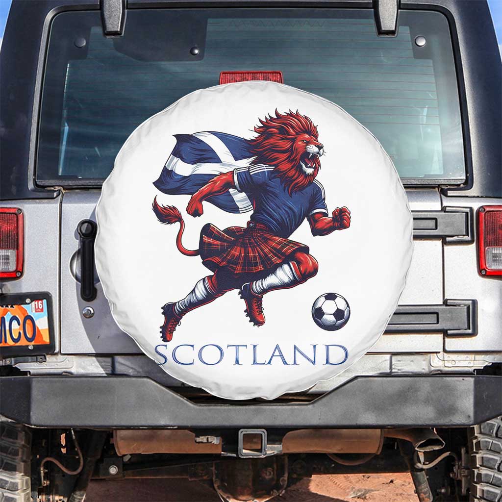 Scottish Lion Football Spare Tire Cover Brave Lion in Kilt with Flag Cape Pride - Wonder Print Shop