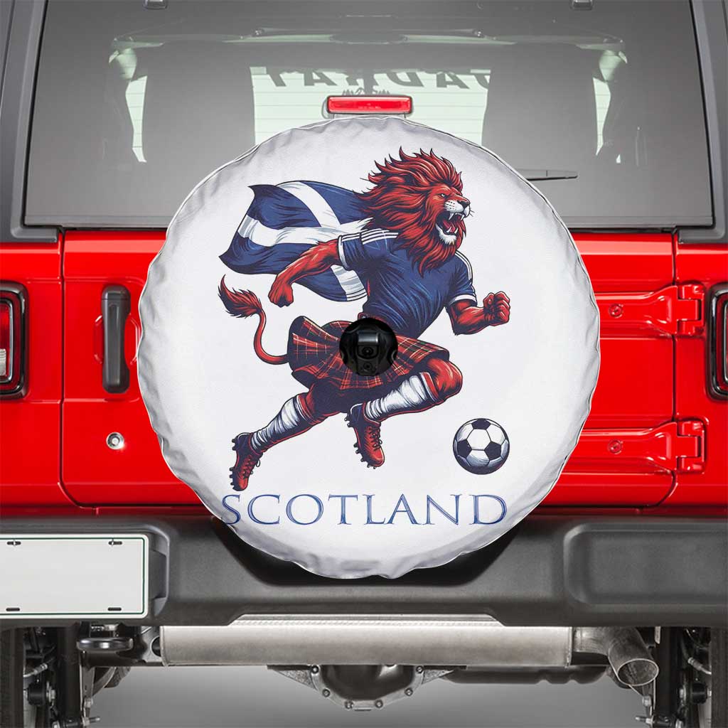 Scottish Lion Football Spare Tire Cover Brave Lion in Kilt with Flag Cape Pride - Wonder Print Shop