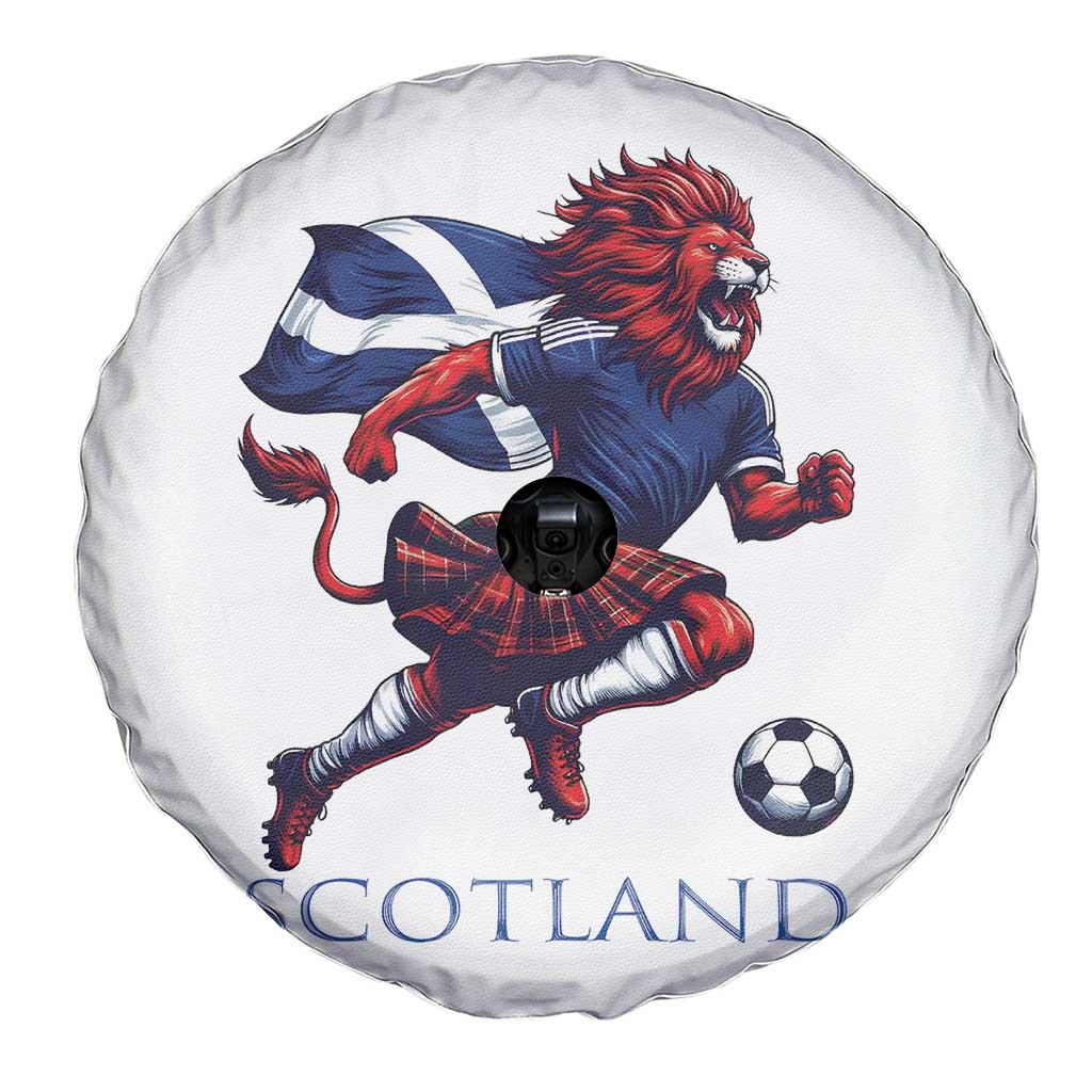 Scottish Lion Football Spare Tire Cover Brave Lion in Kilt with Flag Cape Pride - Wonder Print Shop