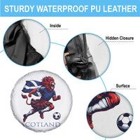 Scottish Lion Football Spare Tire Cover Brave Lion in Kilt with Flag Cape Pride - Wonder Print Shop